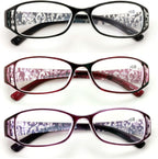 V.W.E. 3 Pairs Women Flower Floral Readers - Fashion Reading Glasses Magnification