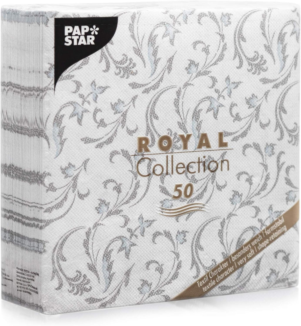 Papstar Royal Collection Grey Napkins 40 cm x 40 cm, Pack of 50