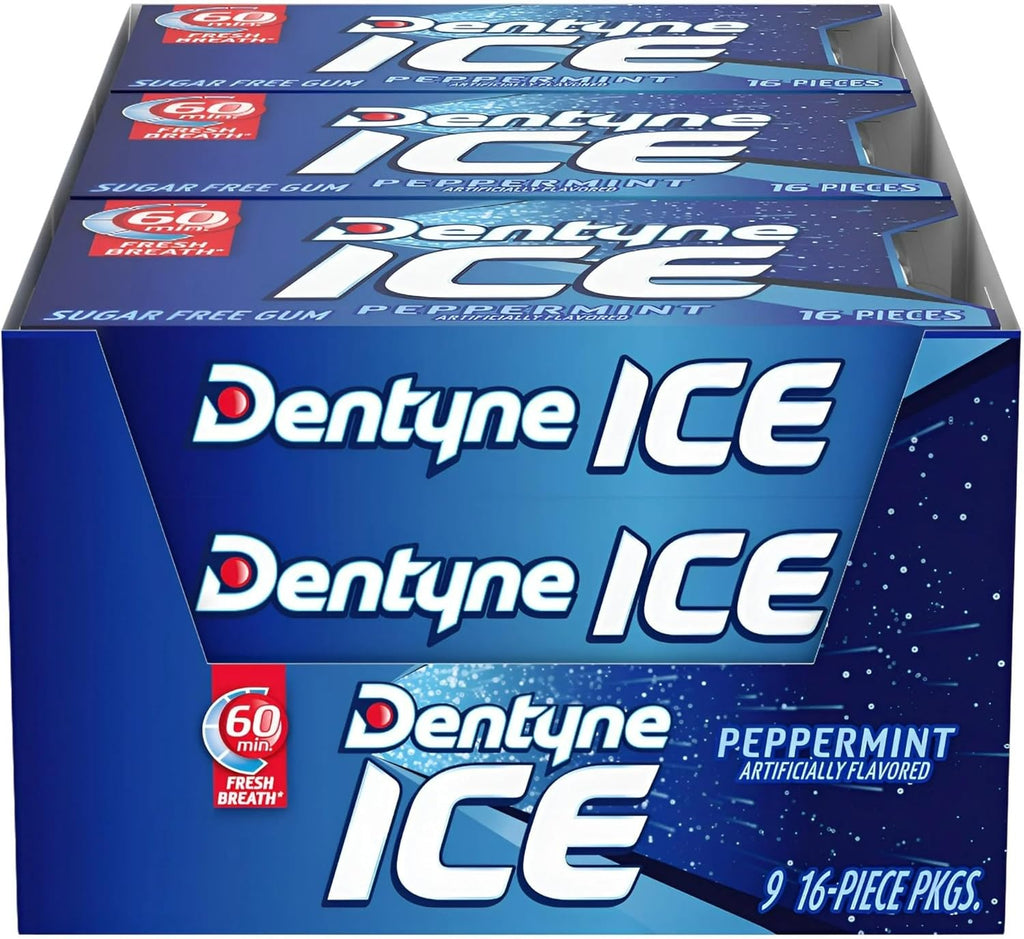 Dentyne Ice Sugar Free Gum - Peppermint 16-Piece Pack (9 Packs)