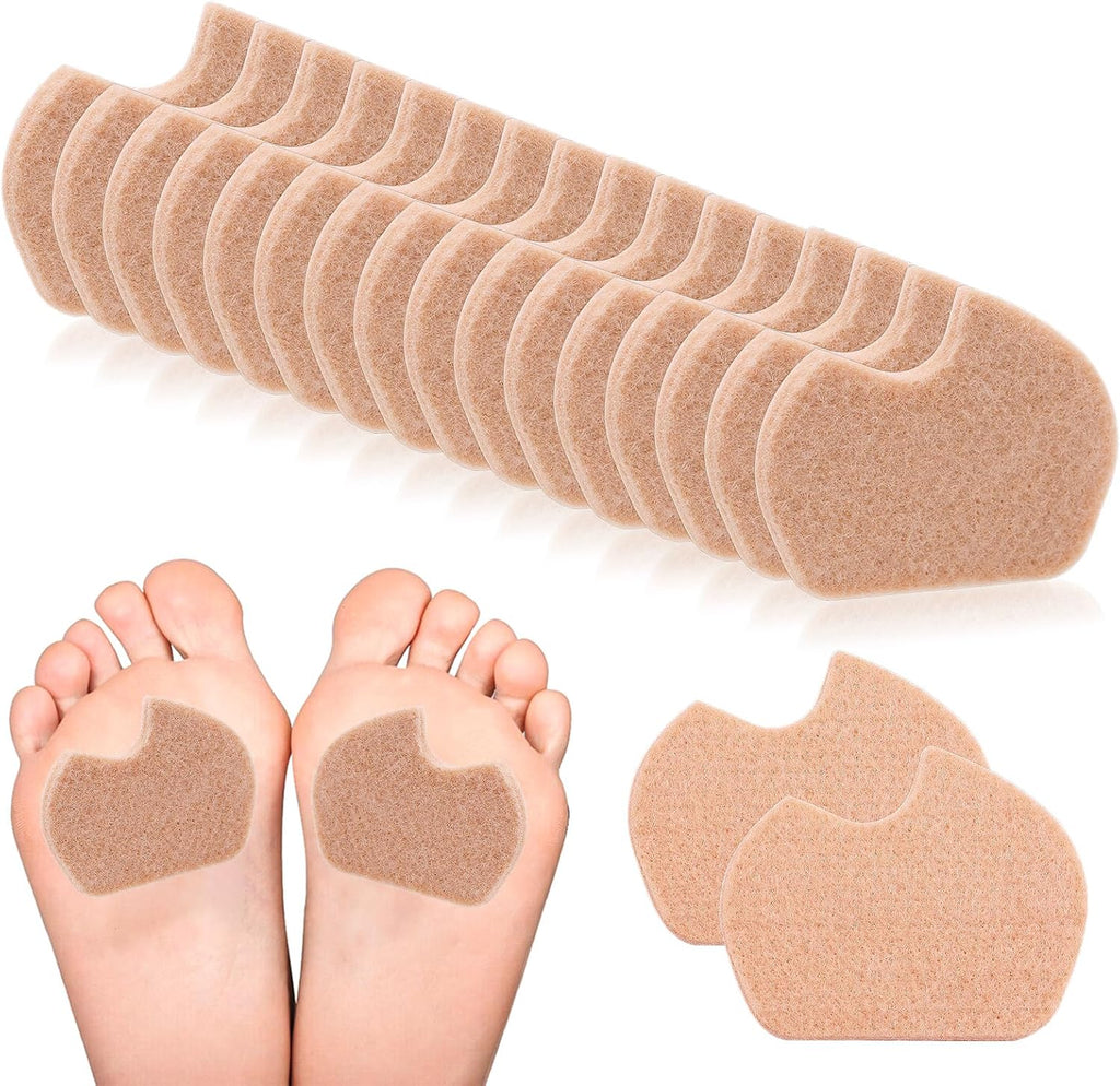 30 Pieces Felt Pads for Dancer Sesamoiditis Ball of feet Pads Pain Relief Forefoot Cushion Self Adhesive Foot Cushion Reduce Foot and Heel Pain for Dancing