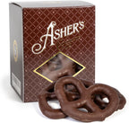 Asher's Chocolates Sugar Free Chocolate Covered Pretzel, 8 Large and Delicious Pretzels in Decorative Box, Diabetic Friendly, No Sugar Added, Gourmet Sweet and Salty Candy, Family Owned Since 1892 (Dark Chocolate)