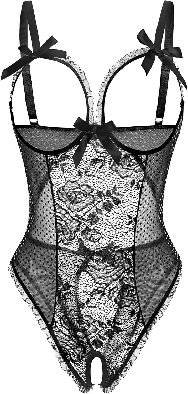 Avidlove Women One Piece Lingerie Sexy Lace Babydoll Mini Bodysuit