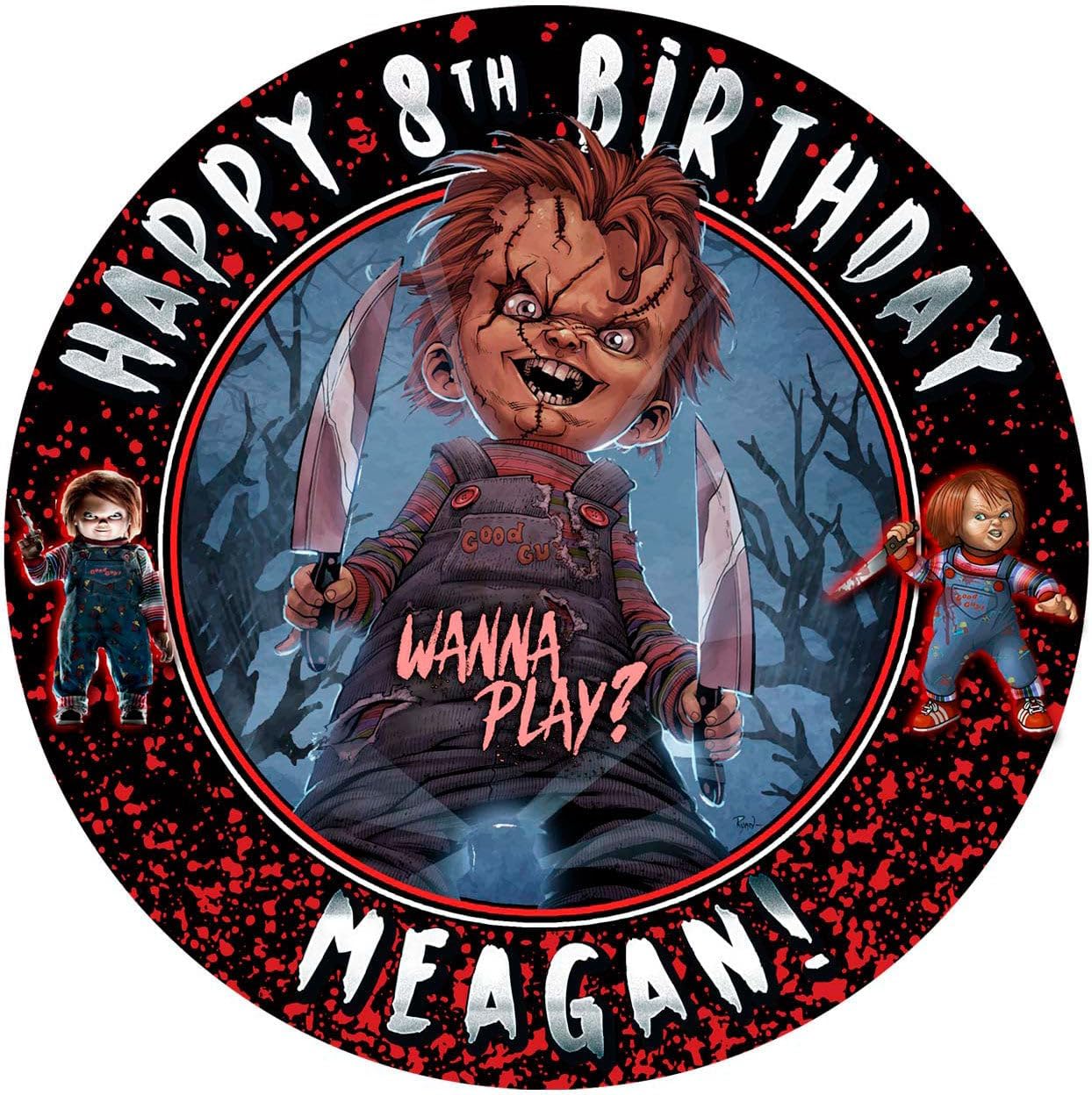 Cakecery Chucky Edible Cake Topper Sheet Image Print Round