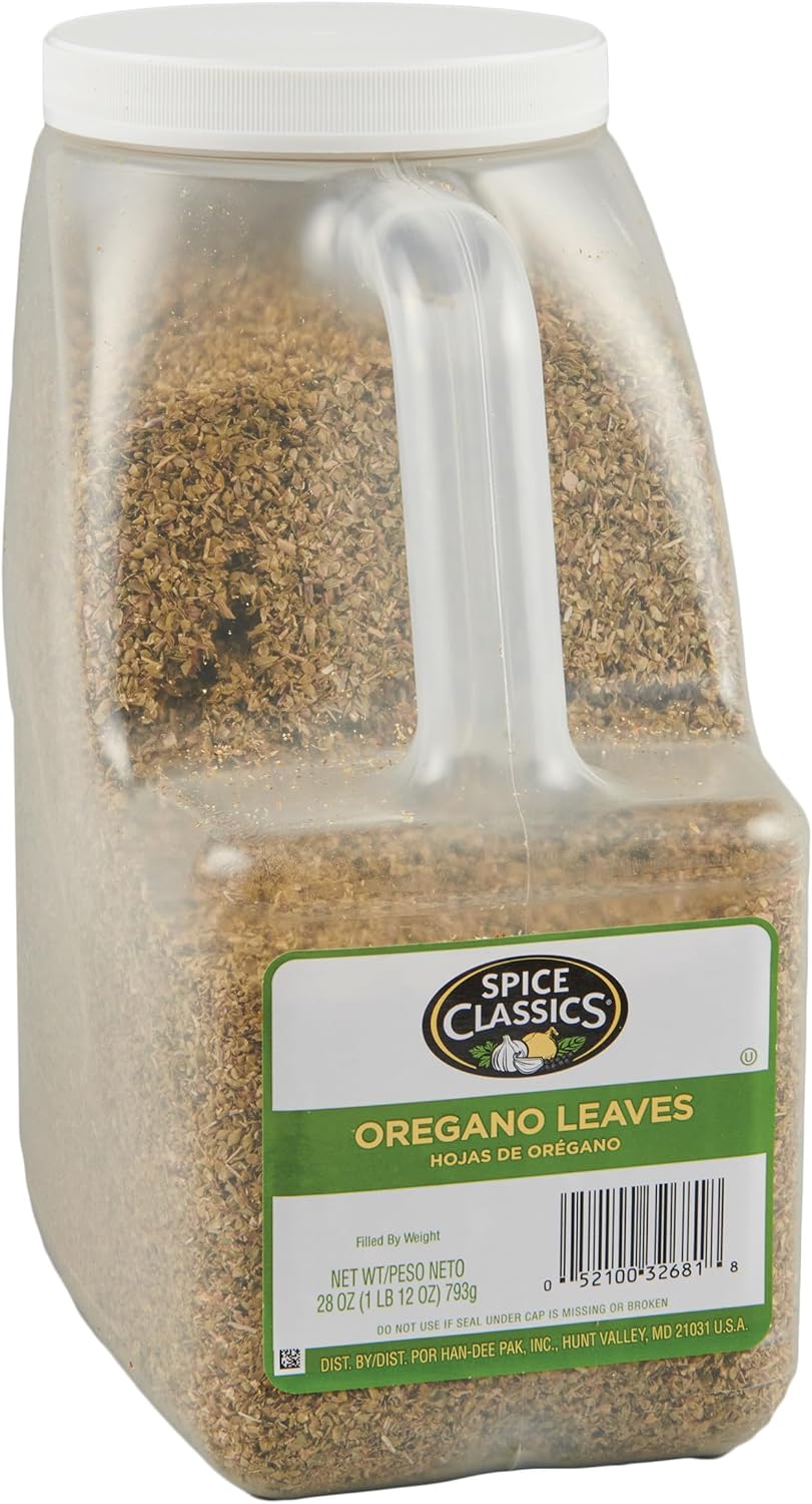 Spice Classics Oregano Leaves, 1.75 lb - One 1.75 Pound Container of Dried Oregano Leaves for Back-of-House Use, Perfect for Pastas, Pizza Sauces, Marinades, Vegetables and More