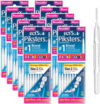 Piksters Interdental Brushes, Size 2, 100 Count (10 x 10 Packs), Interdental Tooth Brush, Size 2, for Small & Medium Gaps, Gum Soft Bristles for Plaque Removal, Safe for Braces (100pk)