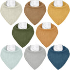 Muslin Baby Bibs 8 Pack, Baby Bandana Drool Bib for Drooling and Teething, Cotton Soft Absorbent for Girls Boys Calm Style Plain Solid Color