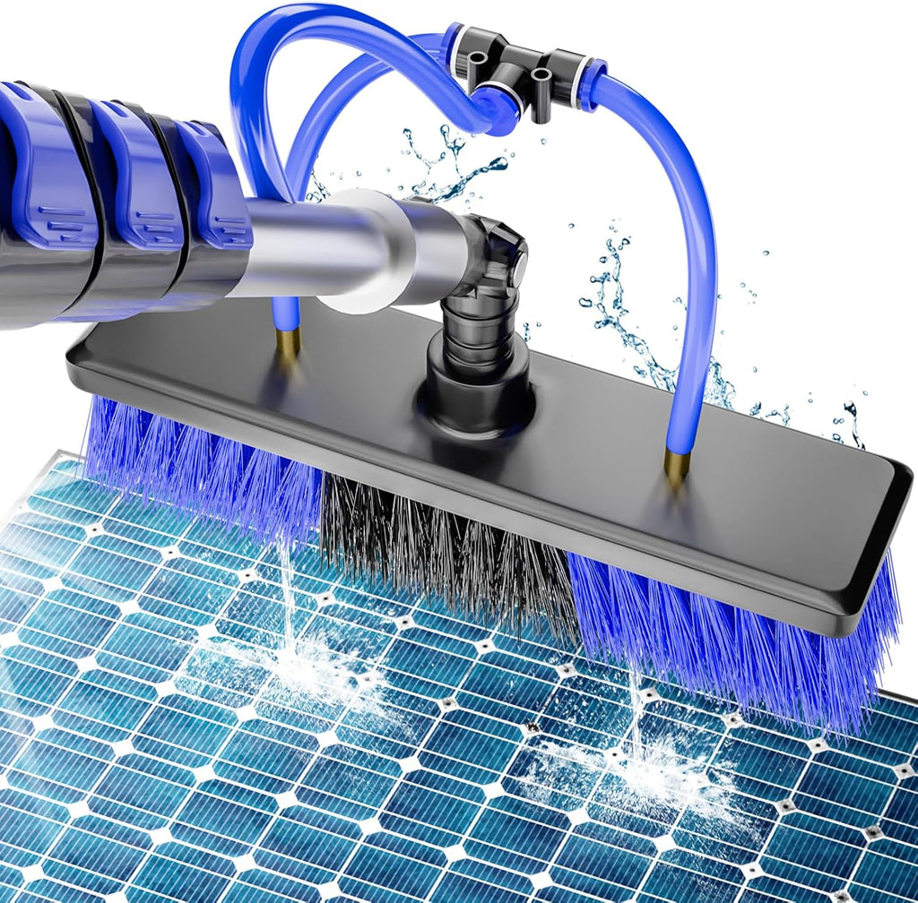 20FT Water Fed Solar Panel Cleaning Kit, Telescopic Solar Panel Cleaning Brush with Extension Pole & Soap Dispenser for Household & Outdoor