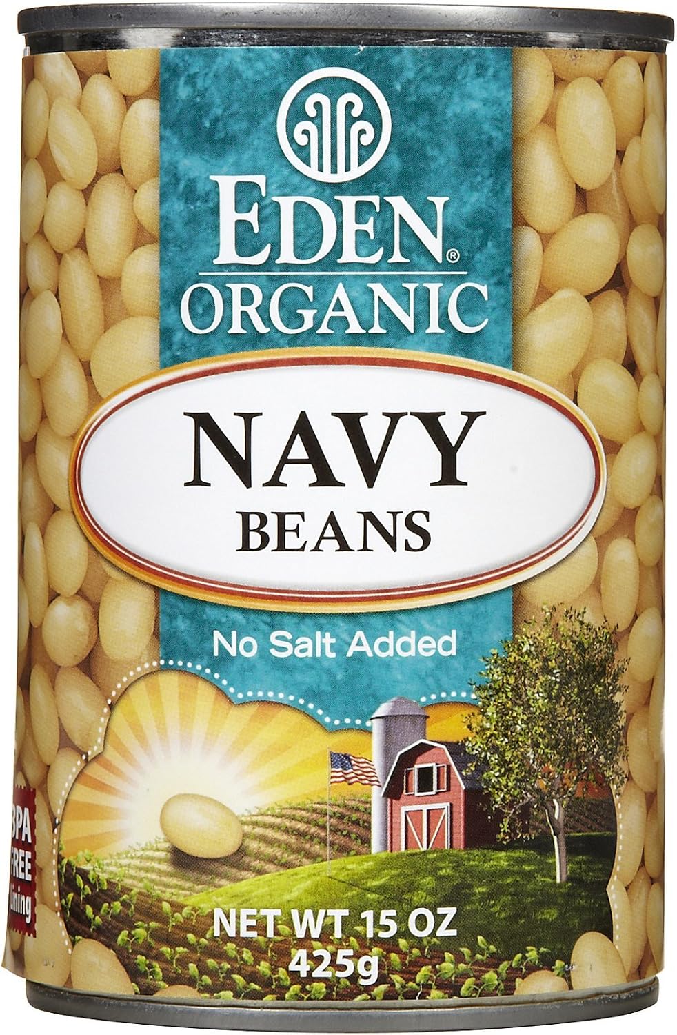 Eden Organic Navy Beans, 15 oz Can, Dry, Organic, Pearl Haricot, Yankee Bean, Boston Bean, Non-GMO