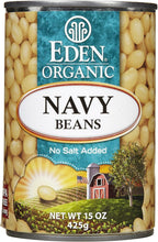 Eden Organic Navy Beans, 15 oz Can, Dry, Organic, Pearl Haricot, Yankee Bean, Boston Bean, Non-GMO