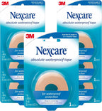 Nexcare Absolute Waterproof Tape 1 Inch x 5 Yards (Pack of 7 Rolls) – Latex-Free Breathable Medical Tape for First Aid, Flexible Foam Adhesive Bandage Tape for Wound Care, Sports & Active Use