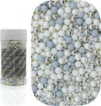 Dynastang Mixed Size Light Grey & Silver & White Pearls Sprinkles Edible Pearls Cake Decorations Cupcake Toppers Decorating Perfect for Cakes, Cupcakes, Desserts 3OZ