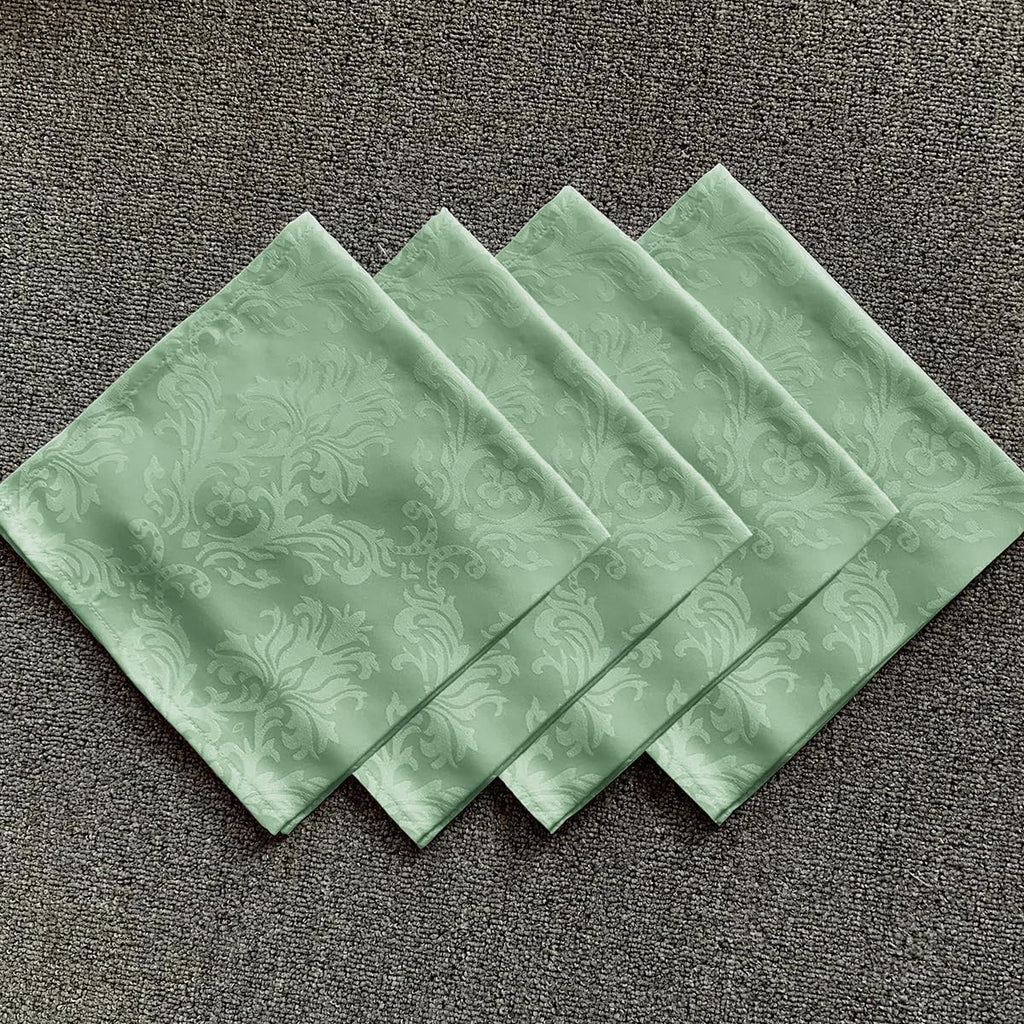 SASTYBALE Flower Jacquard Cloth Napkins 20 x 20 Inch Set of 4 Washable Wrinkle Free Reusable Damask Fabric Napkin for Dining, Party, Indoor, Outdoor, Everyday Used, Sage Green (4 Pieces/Packs)