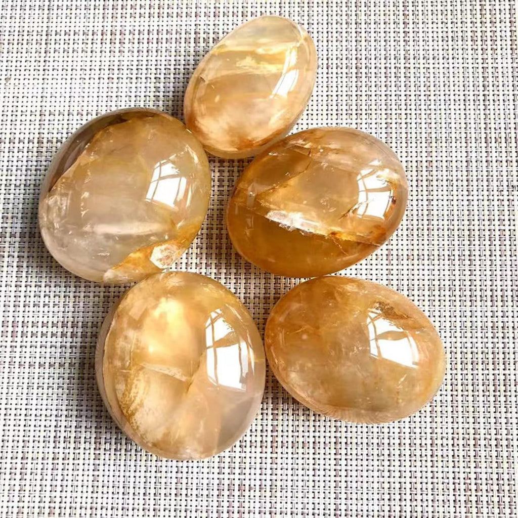 Natural Stones Quartz Minerals Gemstones Crystals Massage Palm Gems Home Decoration,Golden Healer,40-60mm