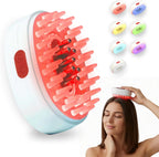 7-1 Red Light Hair Brush Comb | Vibrating Electric Red Light Scalp Massager + Oil Applicator for Fuller-Looking Hair Care | Scalp Massage for Head Spa | Portable, Cordless & Waterproof