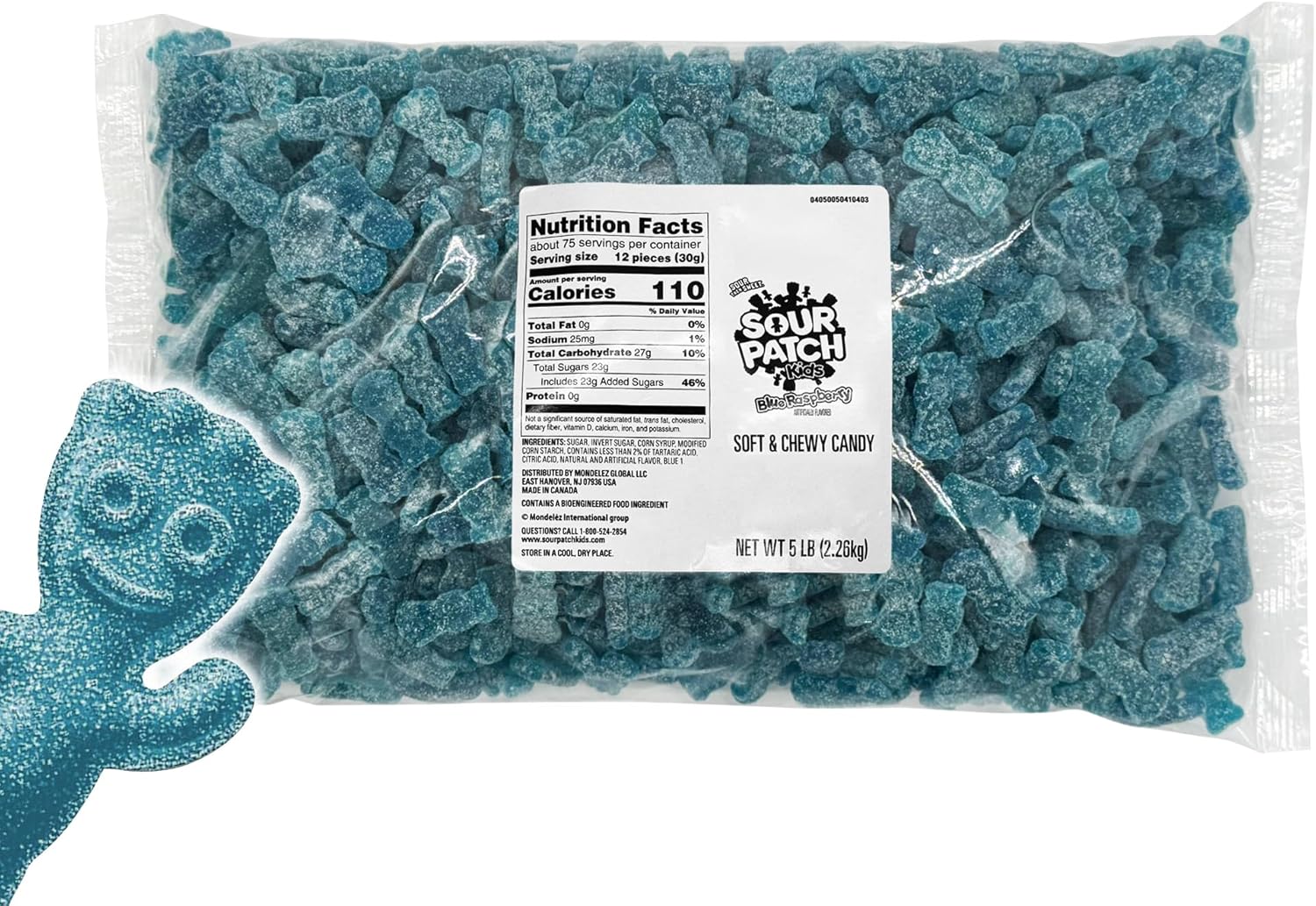 Blue Raspberry Sour Gummies – Bulk 5 LB Bag, Kid-Shaped Chewy Candy for Parties, Buffets, Halloween & Snacking
