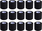 KISEER 15 Pack 2 Inch x 5 Yards Black Self Adhesive Bandage Breathable Cohesive Bandage Wrap Rolls Elastic Self-Adherent Tape for Stretch Athletic, Sports, Wrist, Ankle