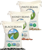 CLEAR CREEK Bean Pack: Black Beans, Pinto and Kidney Beans | 12 lbs (4 lbs each) | Washington State Farmed | Non-GMO | Kosher
