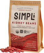SIMPLi Regenerative Organic Certified Kidney Beans, Organic Red Kidney Beans High in Fiber and Plant-Based Protein, Rich in Iron and Antioxidants for Immune Support, 12 oz