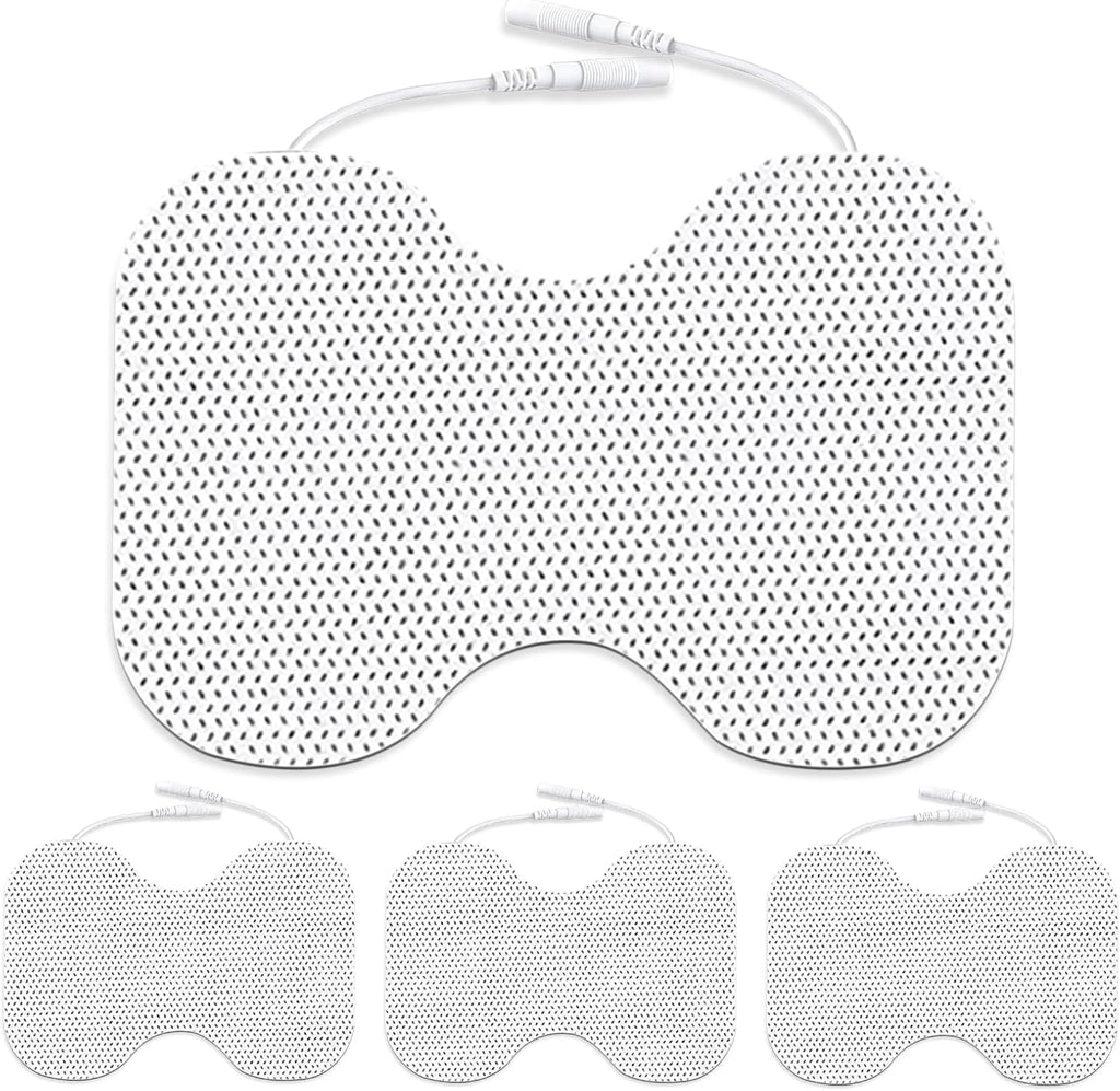 Tens Unit Electrode Pads for Shoulder Waist & Knee 4 * 6" Large Butterfly TENS Unit Pads Reusable Electrode Pads Compatible with TENS 7000, AUVON TENS, 2mm Pin Connector- 4 Pcs