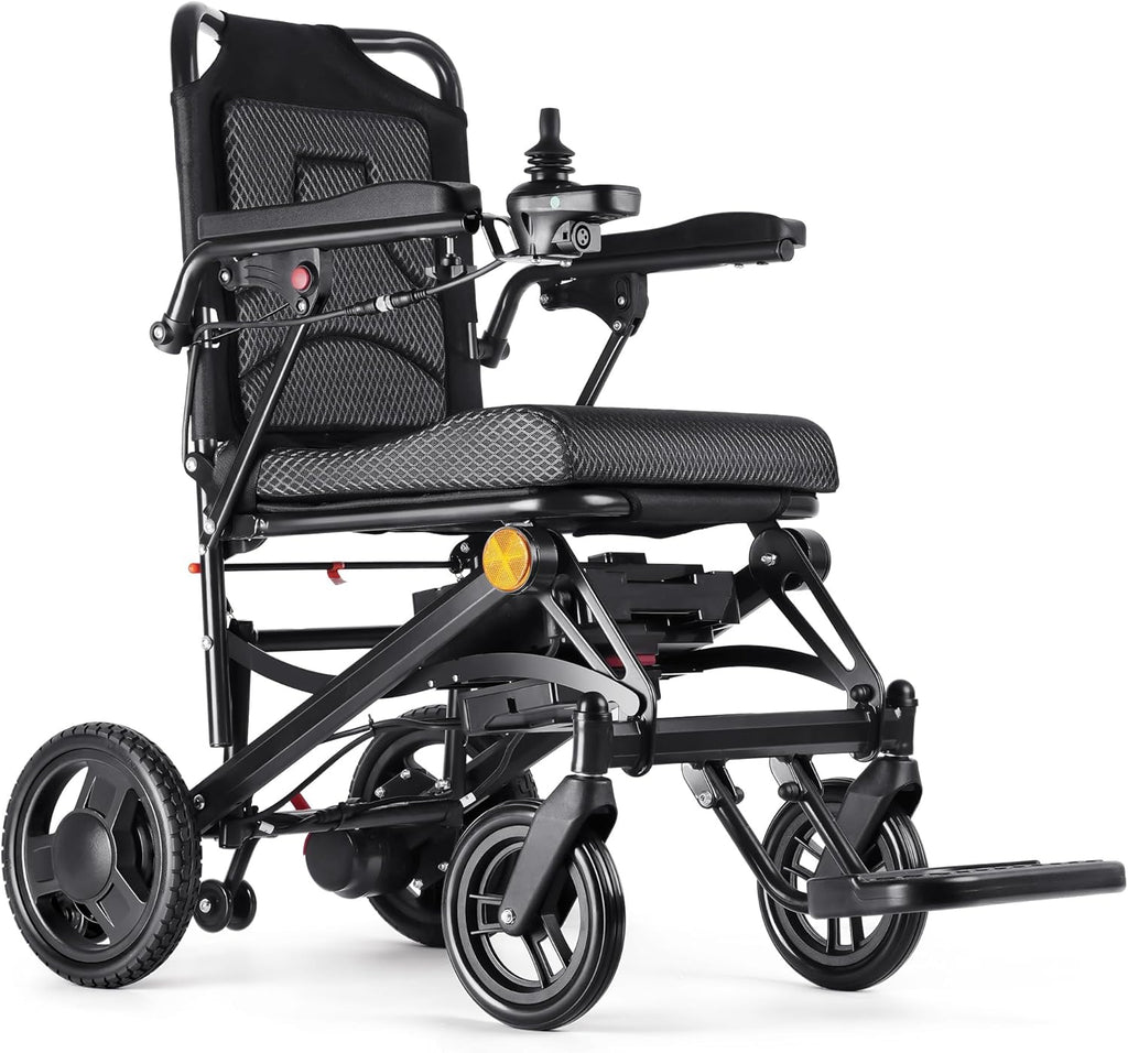 Lightweight Electric Wheelchairs for Adults Foldable Only 35lbs, 500W Dual Motors Motorized Wheelchairs for Seniors Support 250 lbs, All Terrain Travel Powered Wheel Chairs, Black