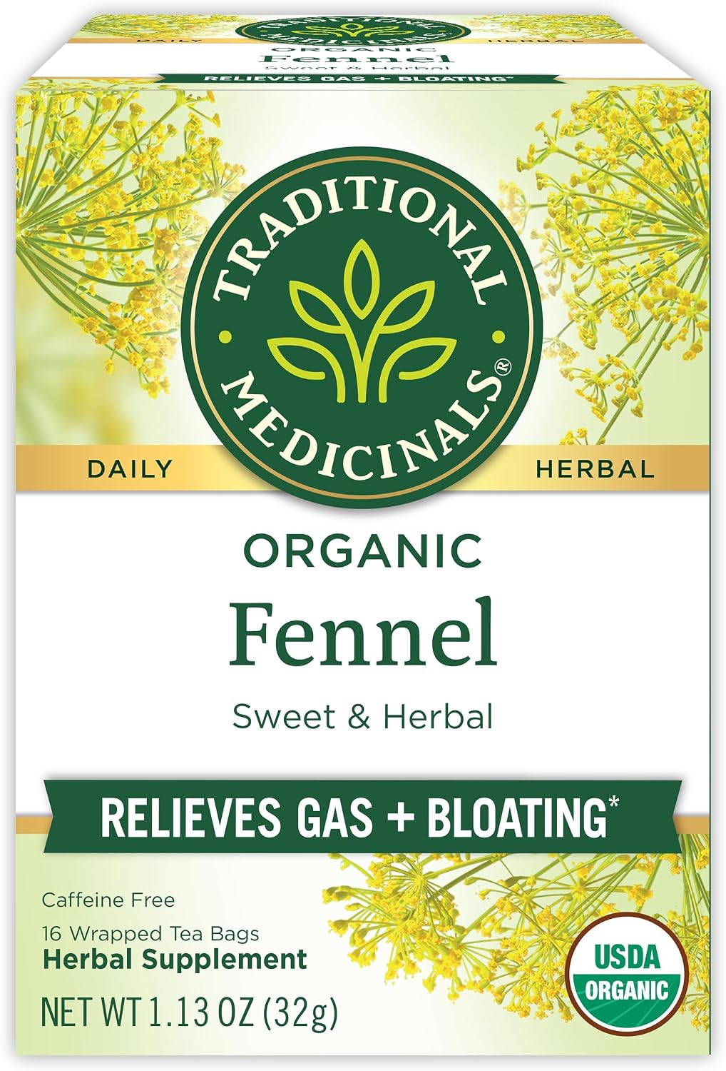 Traditional Medicinals Tea, Organic Fennel, Promotes Healthy Digestion, 16 Tea Bags