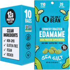 The Only Bean Crunchy Dry Roasted Edamame Snacks (Sea Salt), Healthy High Protein(11g) Keto Food, Low Carb Gluten Free Office Vegan Food 100 Calorie Snack Pack, 0.9oz 10 Pack
