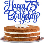 Rsstarxi 1 Pack Happy 75th Birthday Cake Topper Number 75 Seventy Five Years Old Birthday Cake Pick Decoration for Men Women 75th Birthday Anniversary Party Decorations Supplies Blue