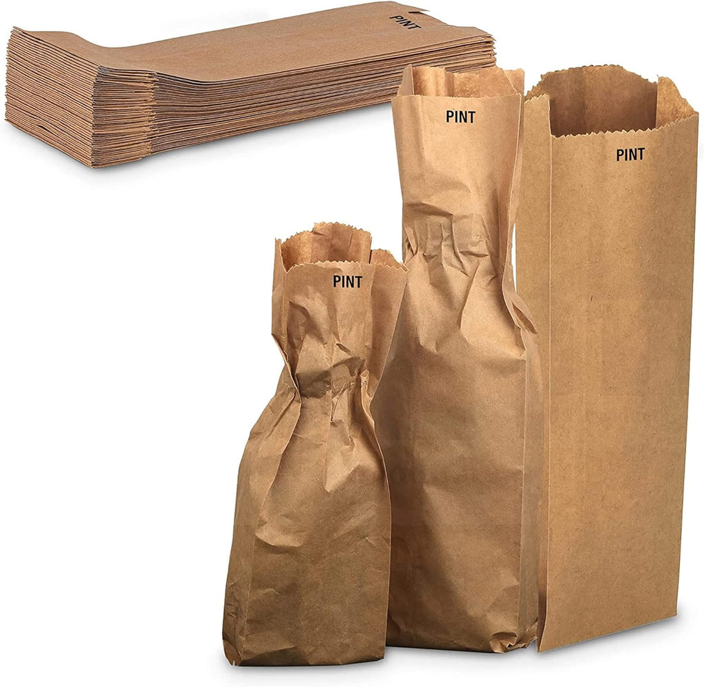 MT Products Pint Kraft Wine Paper Bags 3.75" x 2.25" x 11.5" Gift or Bread Bags - Pack of 50