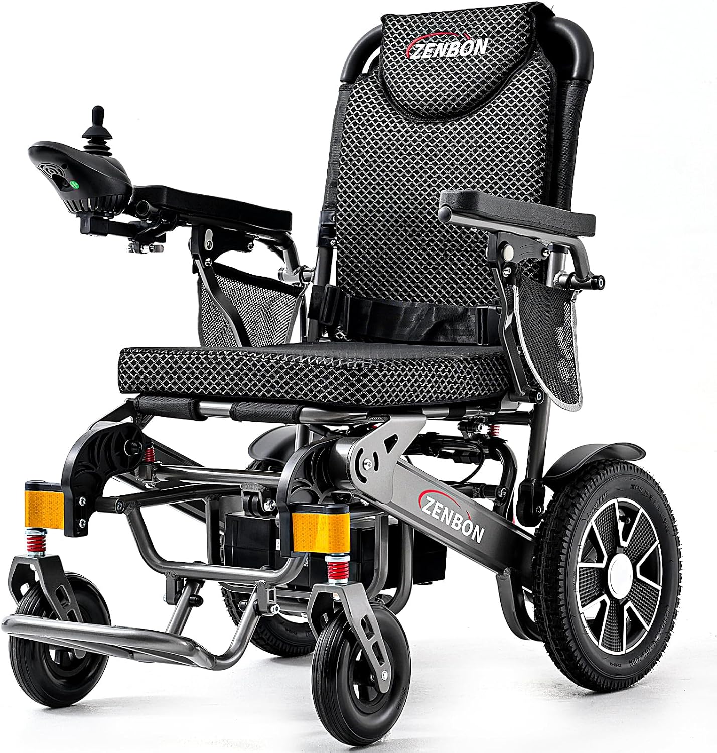 Electric Wheelchair ZENBON Lightweight Extra Wide Automatic Folding Motorized Wheelchairs for Seniors/Adults Motorized Mobility Device All Terrain 700W Power Wheel Chairs with Baskets 330Lbs