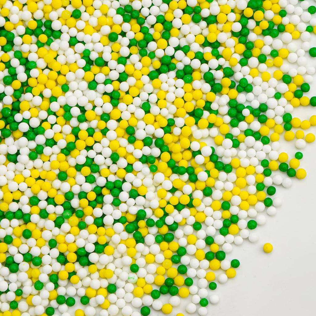Easter Green Nonpareils Sprinkles for Cake Decorating, 150g/5.29oz, Edible Yellow Green&White Sugar, Easter Cake Decorations, Cupcake&Cookies Topper, Party Easter Spring Supplies