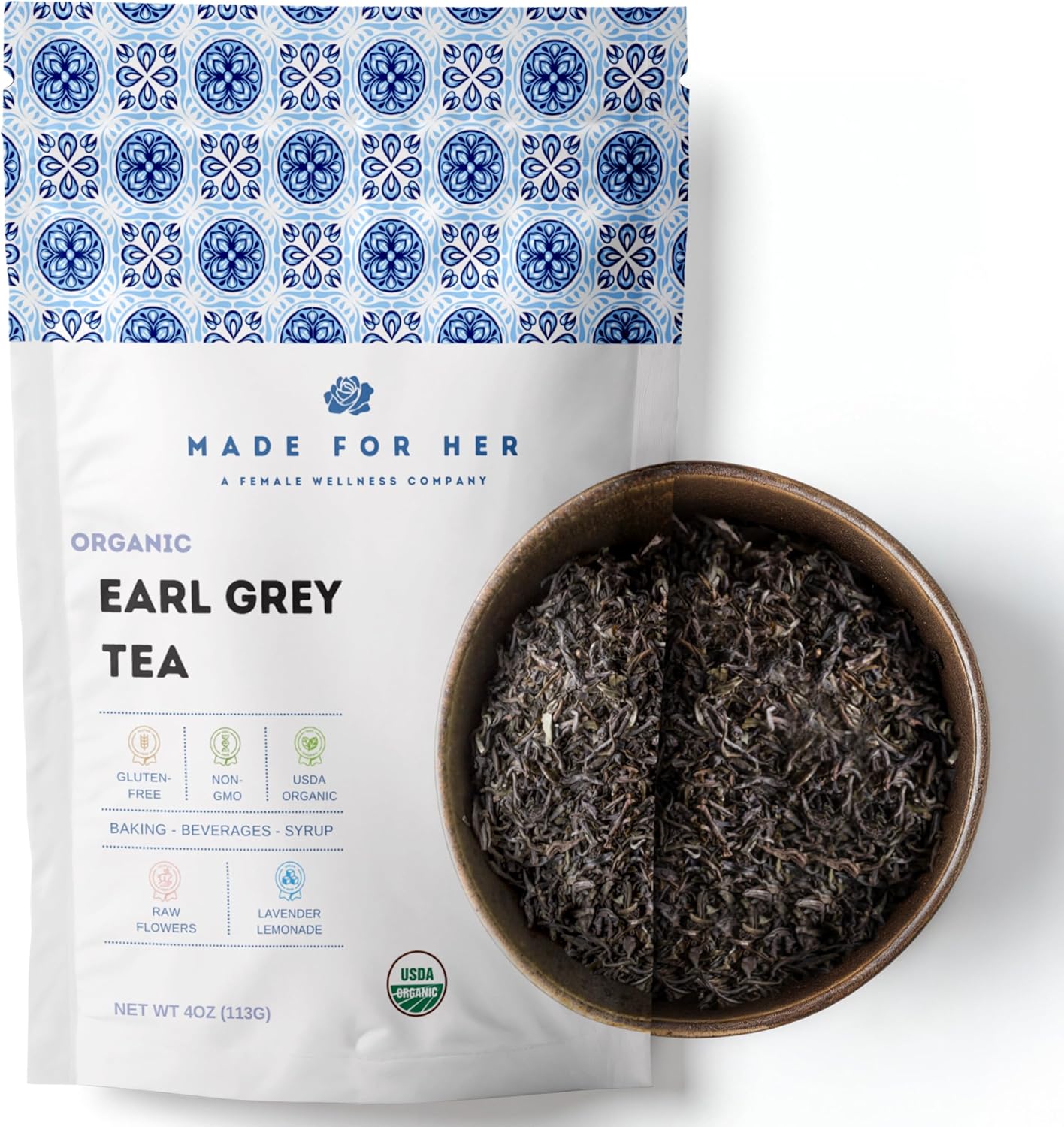 Earl Grey Loose Leaf Tea – Premium Black Tea with Citrus Bergamot – Aromatic Loose Leaf Earl Grey Tea in Convenient Resealable Bag – An Ideal Gift for Discerning Tea Enthusiasts - 4 oz