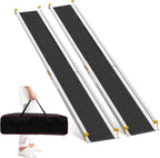 8FT Adjustable Wheelchair Ramp Telescoping Ramps for Wheelchairs Portable Wheelchair Ramps for Steps Home Threshold Doorways with Storage Bag 600 LBS Capacity Aluminum Ramps 96" L x 7.5" W (2 Pack)