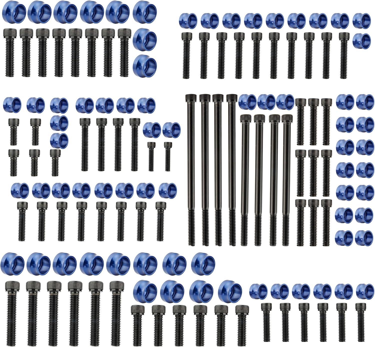 MoKitDora 72 Sets Twin Cam Bolt Covers Black Engine Bolt & Head Toppers Caps Kit for 2007-2017 Harley Softail Touring Dyna, Blue