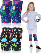 2 Pair Kids Knee Pad Dinosaur Anti Slip Padded Sponge Knee Brace Breathable Flexible Toddler Knee Pads Elastic Children Knee Support for Girl Boy Sport Volleyball Dance Skating Basketball, 3-7 Years (Dinosaur)