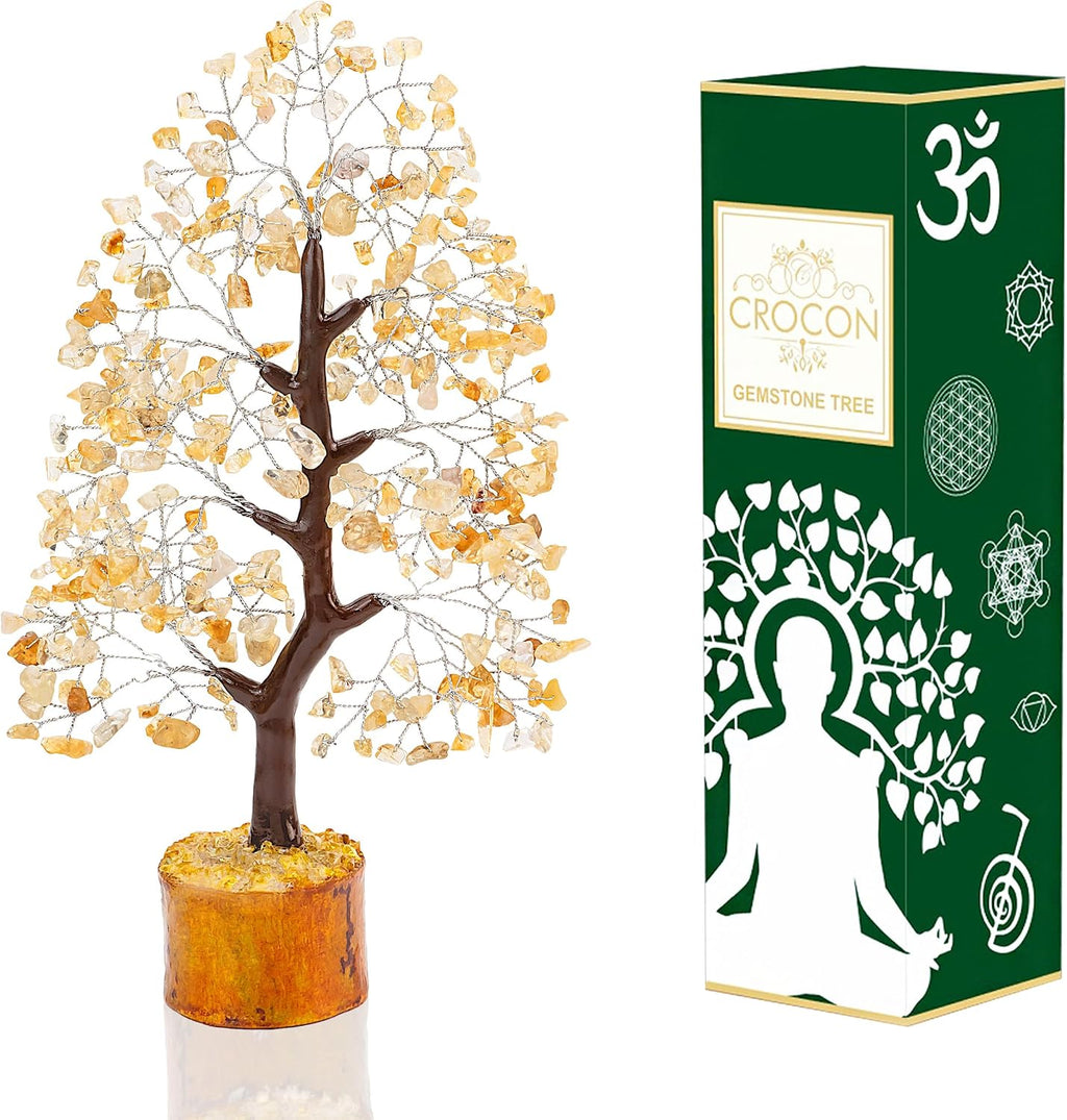 Crocon® Citrine Birthday Gifts for Women, Men & Friends | Tree of Life Crystals and Healing Stones, Home & Office Decor, Gemstones Money Tree, Women Gift Ideas | House Warming Gifts New Home for Mom