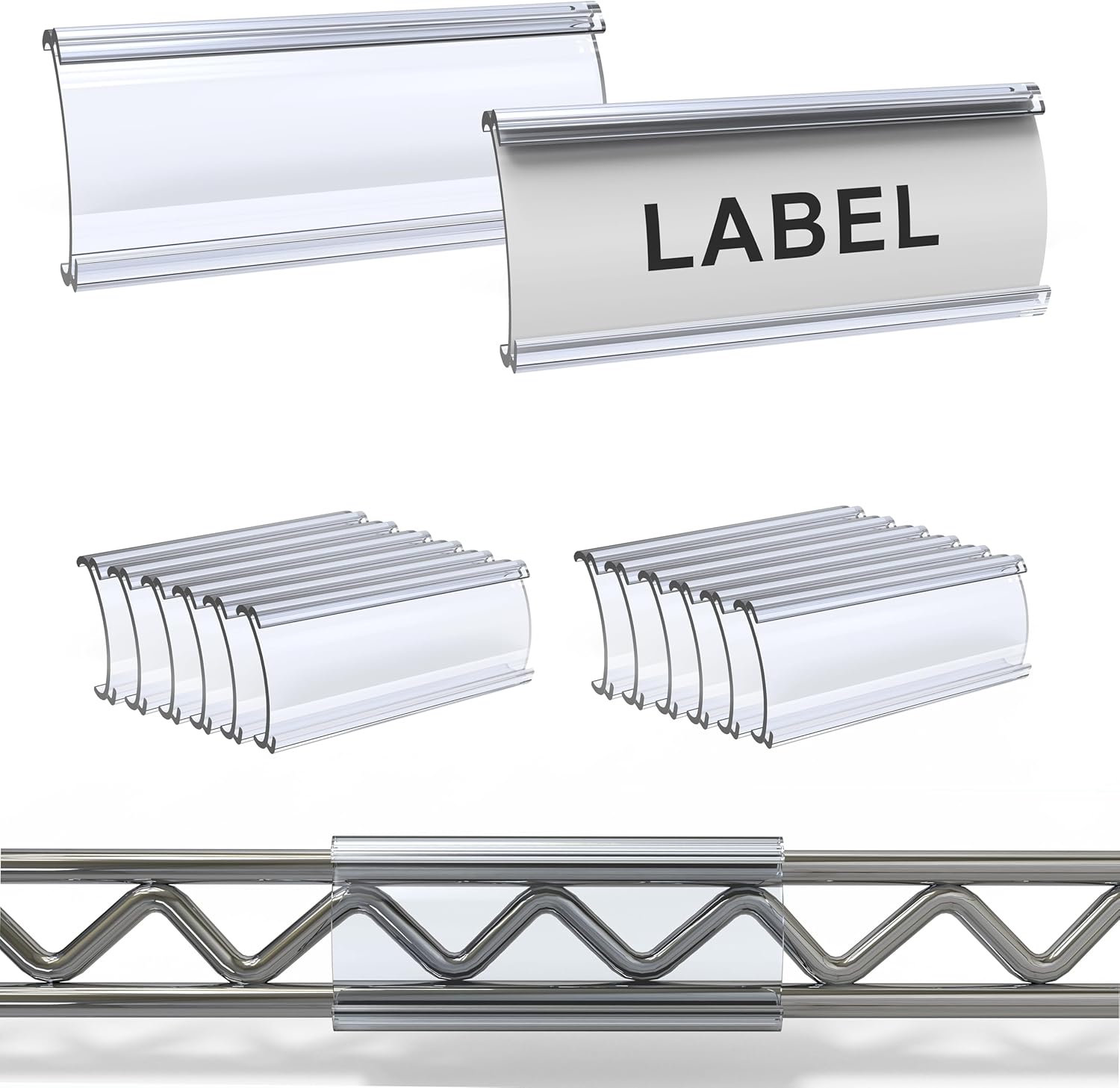 30Pcs Wire Shelf Label Holders, Wire Rack Label Holder, Compatible with Metro and Nexel 1-1/4in Shelves - Paper Inserts Included