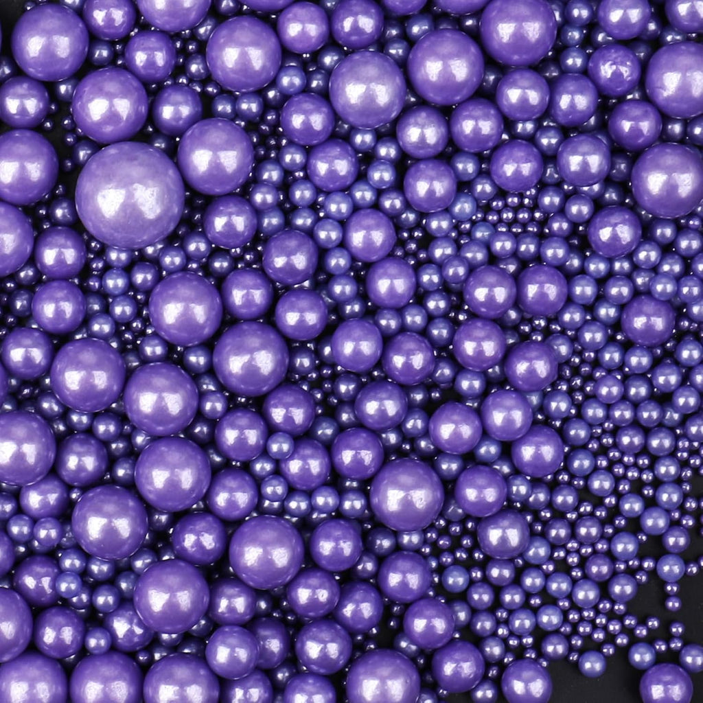 Purple Sprinkles for Cake Decorating, 130g/4.6oz Edible Purple Pearl Sprinkles Mix, Sugar Candy Pearls for Baking, Cookie Decorations and Cupcake Toppings, Wedding Party Halloween Supplies