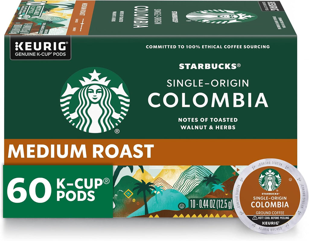 Starbucks K-Cup Coffee Pods, Medium Roast Coffee, Colombia, 100% Arabica, 6 boxes (60 pods total)