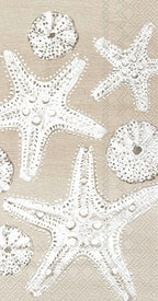 IHR Ideal Home Range Dinner Napkins Disposable 3-Ply Paper Hand Towels, 8.5" x 4.5", Beach Treasures Starfish, 16-Count