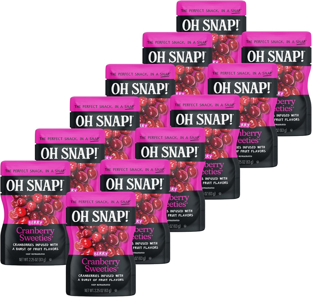 OH SNAP! Cranberry Sweeties (12 Pack) - Cranberries Infused With a Blend of Fruit Juices - Ready To Eat Infused Cranberry Snacks - Gluten-Free, Fat-Free - Delicious & Healthy Snack