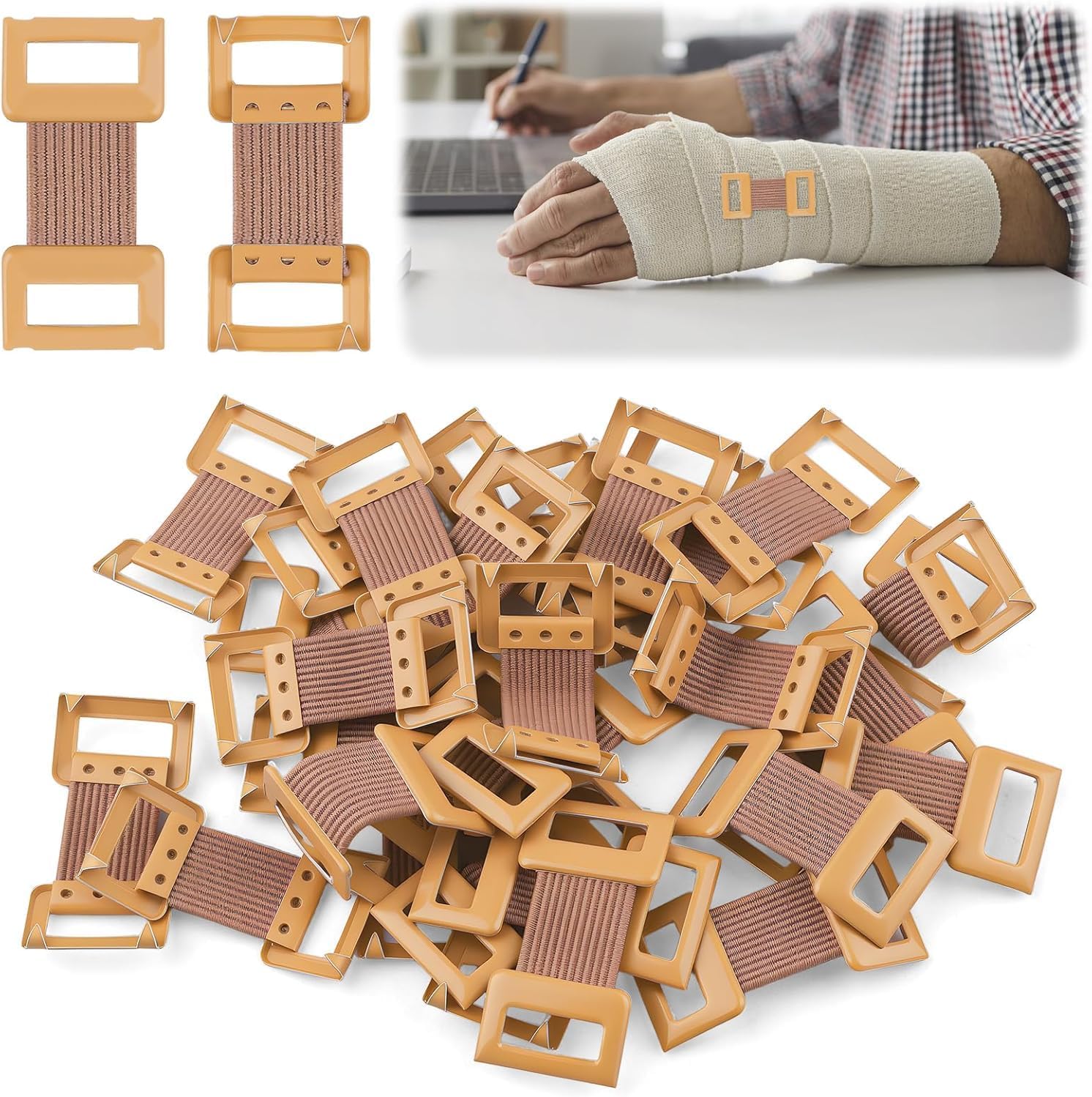 20Pcs Skin Color Elastic Bandage Clips Replacement Elastic Bandage Wrap Stretch Metal Clips Fixation Clamps Kit Hooks for Various Types Bandages