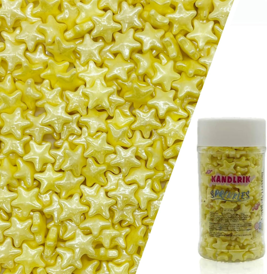 10mm Yellow Sprinkles Edible Stars Cake Decorating Stars Cake Decorations Cupcake Toppers Cookie Decorating Perfect for Cakes,Cupcakes,Desserts Toppings 3OZ