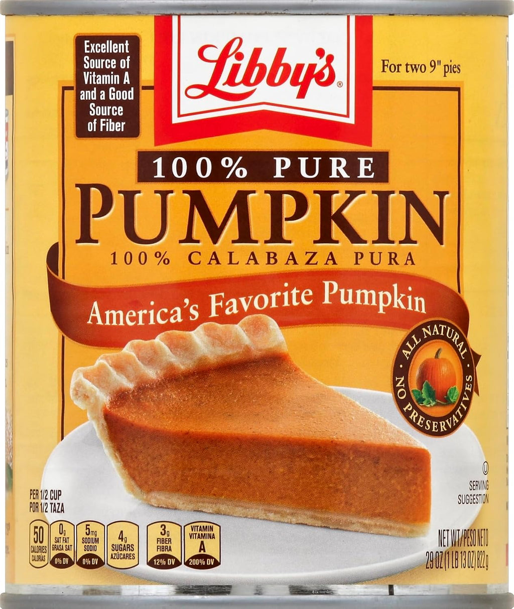 Libby's 100% Pure Pumpkin Puree, All-Natural Canned Pumpkin For Baking, Pumpkin Dog Treat Libby's 100% Pure Pumpkin Puree For Pie