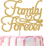 Gold Glitter Family Forever Cake Topper, Welcome Home/Home Sweet Home Cake Decor, Family Theme Party Decorations Supplies