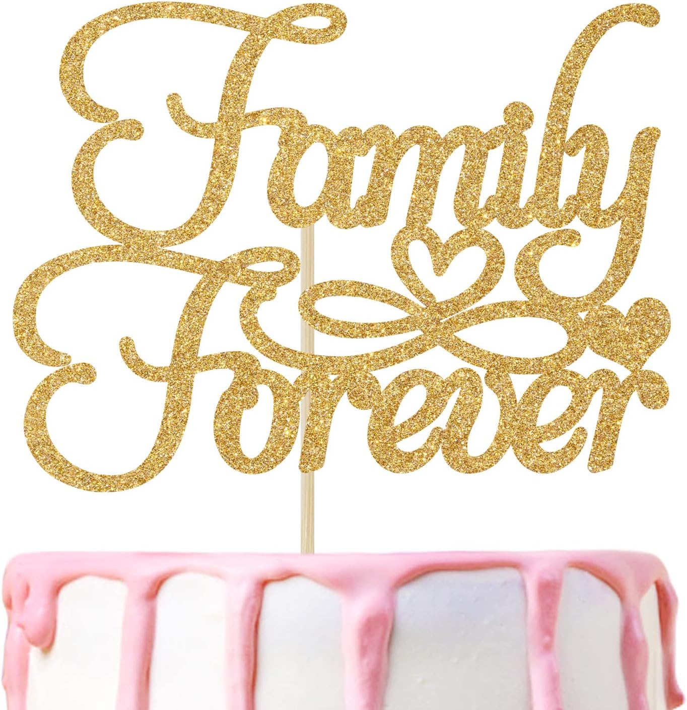 Gold Glitter Family Forever Cake Topper, Welcome Home/Home Sweet Home Cake Decor, Family Theme Party Decorations Supplies