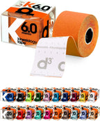 d3 K6.0 Kinesiology Tape 2in x 20ft – Orange Athletic Tape for Joint Support, Pain Relief & Muscle Recovery | Water Resistant & Hypoallergenic for Knee, Shoulder & Back – Uncut Roll