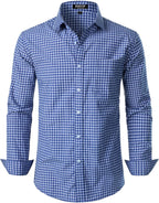 JEMITOP Men's Transitional Weather Slim Fit Long Sleeve Button Down Shirt Business Casual Dress Shirts with Pocket