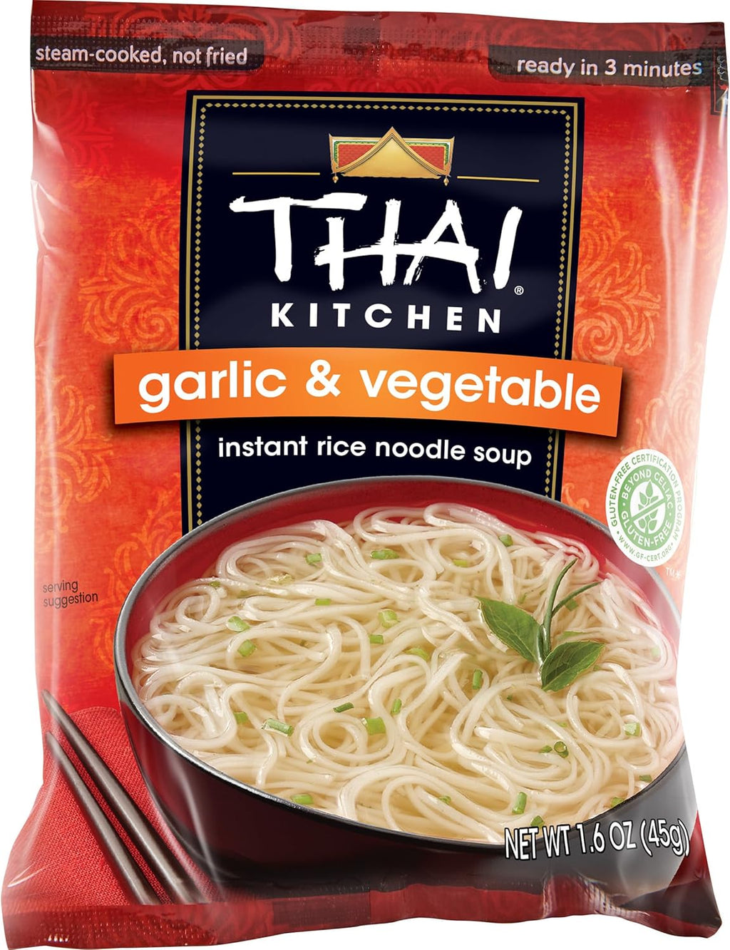 Thai Kitchen Gluten Free Garlic & Vegetable Instant Rice Noodle Soup, 1.6 oz (Pack of 6)