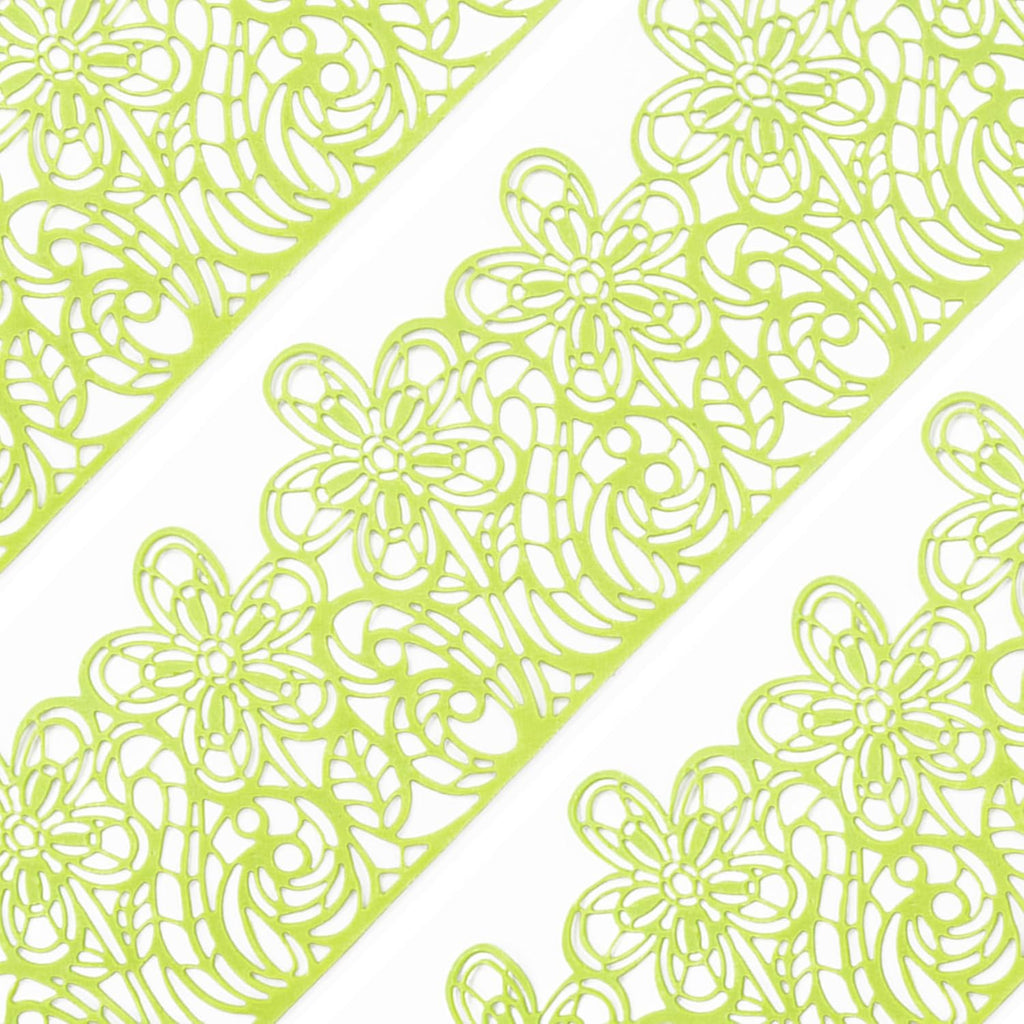 Large Pre-Made Ready to Use Edible Cake Lace Flower Trim Green 14-inch 10-Piece Set