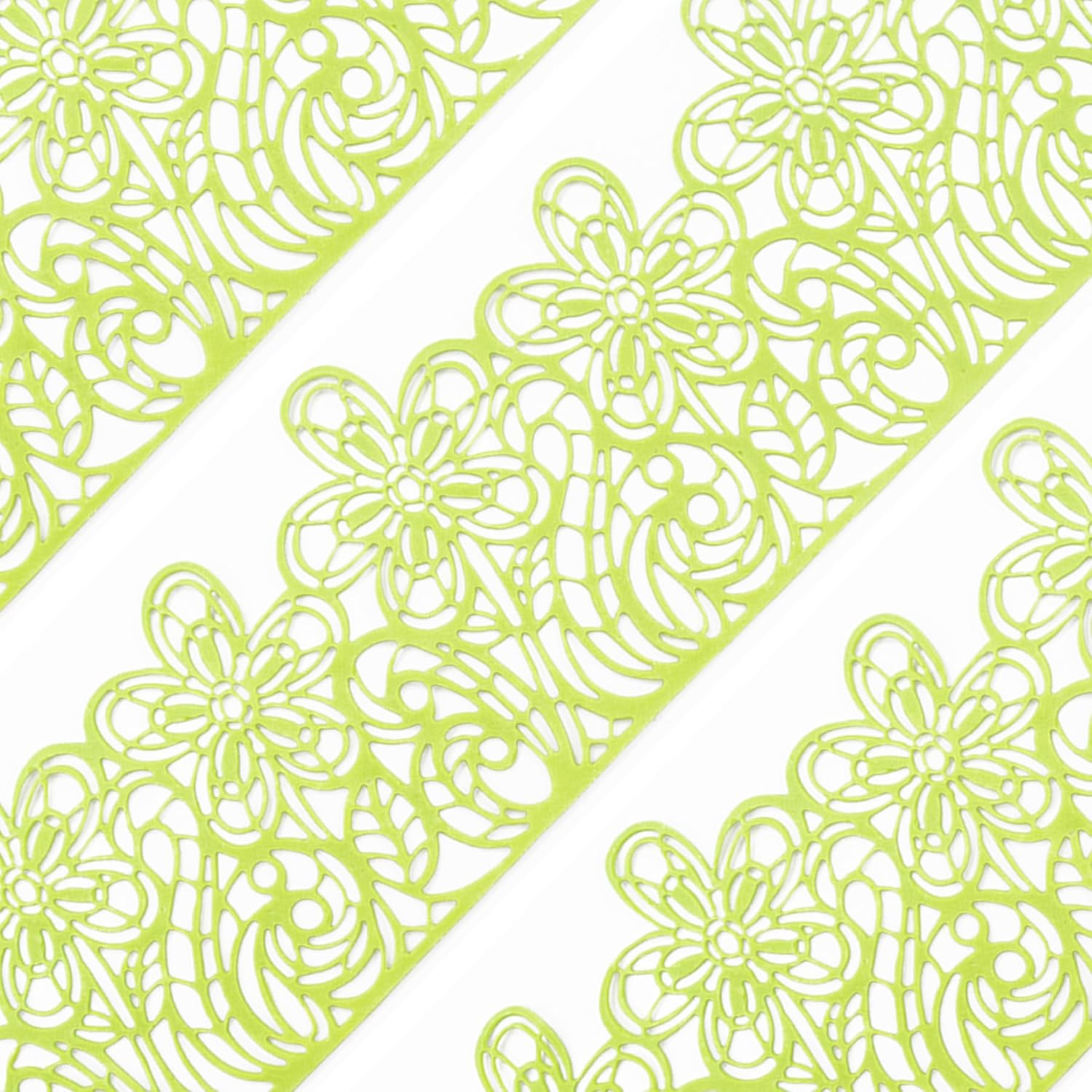 Large Pre-Made Ready to Use Edible Cake Lace Flower Trim Green 14-inch 10-Piece Set